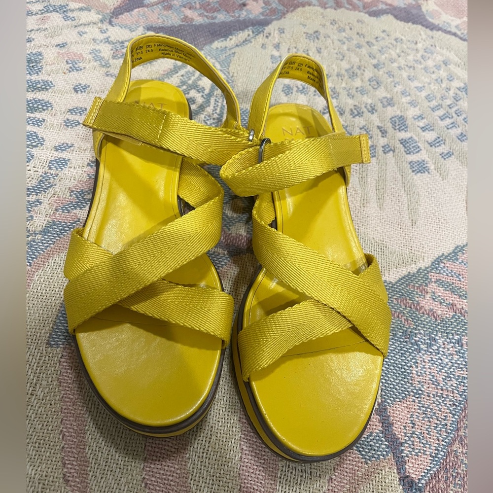 Naturalizer Yellow Crisscross Sandals